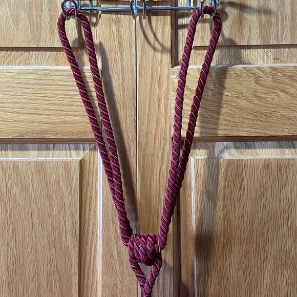 Luxury 23” Burgundy Rope Tieback with Fringed Tassel - Picture 3 of 7